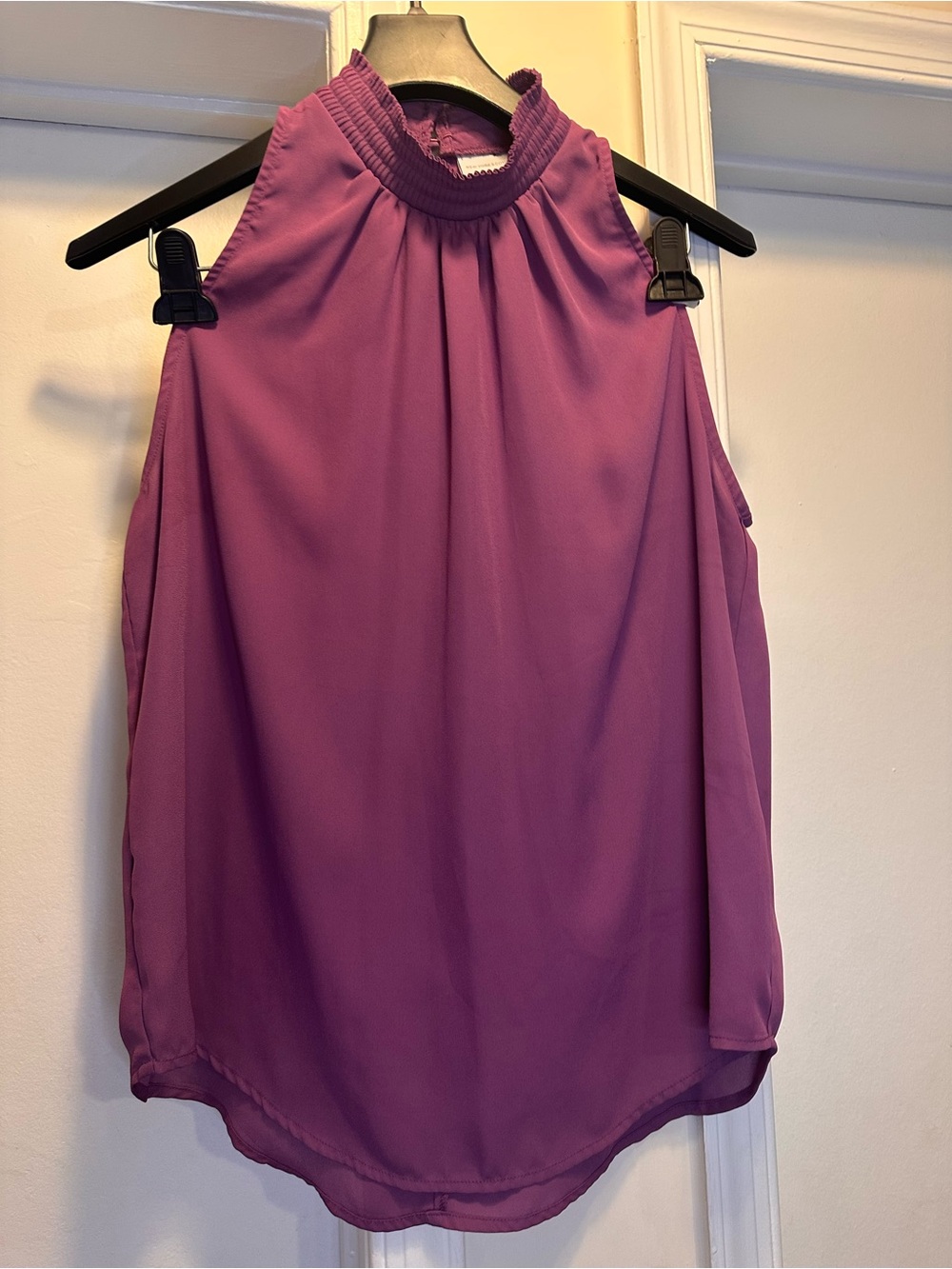 New York & Company Plum Sleeveless Mock-Neck Camisole